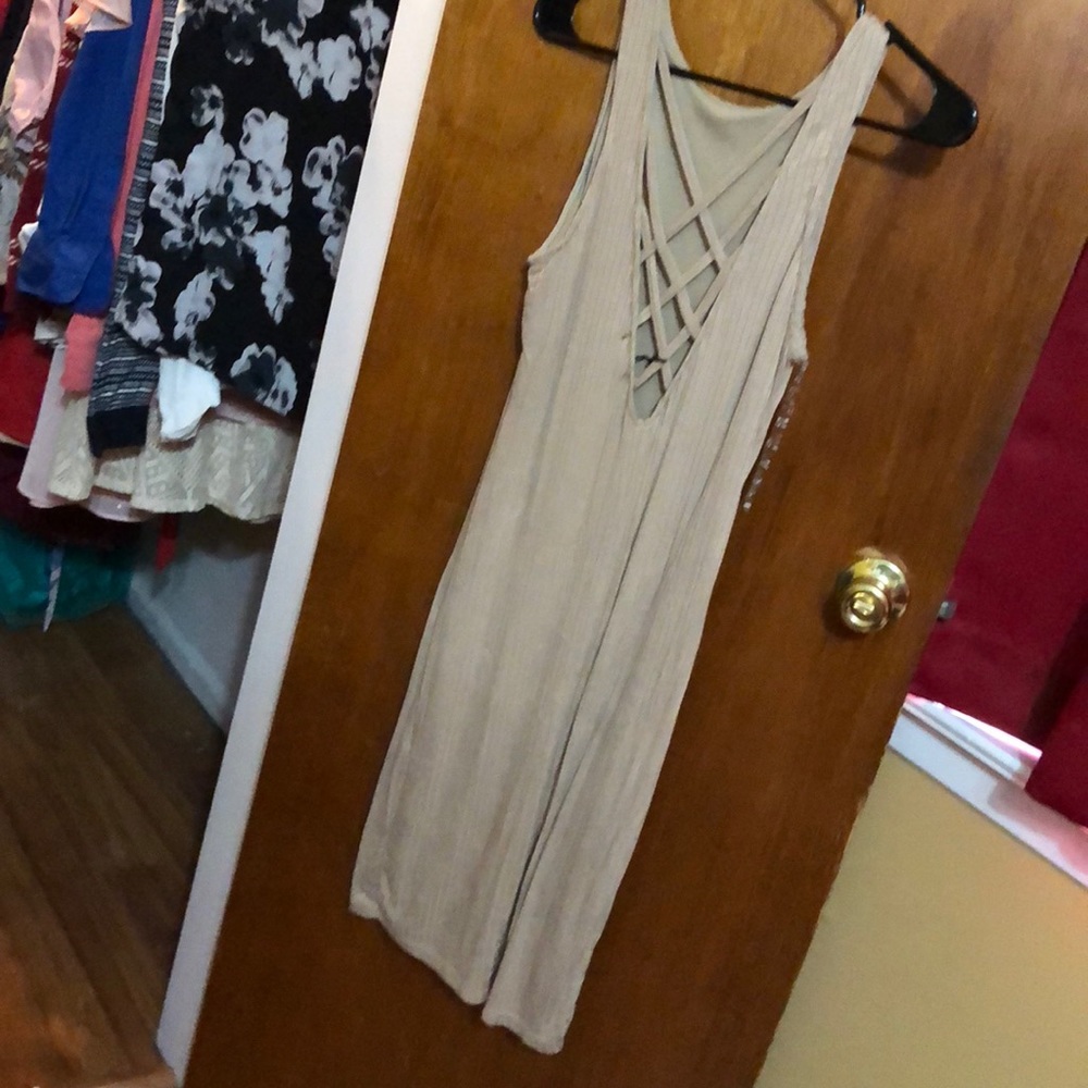 Tan cut out back dress